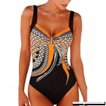AMOFINY Women's Fashion Swimwear Summer Backless Sexy Print Beachwear Siamese Swimsuit Bikini Set Orange B07NYPL9N6